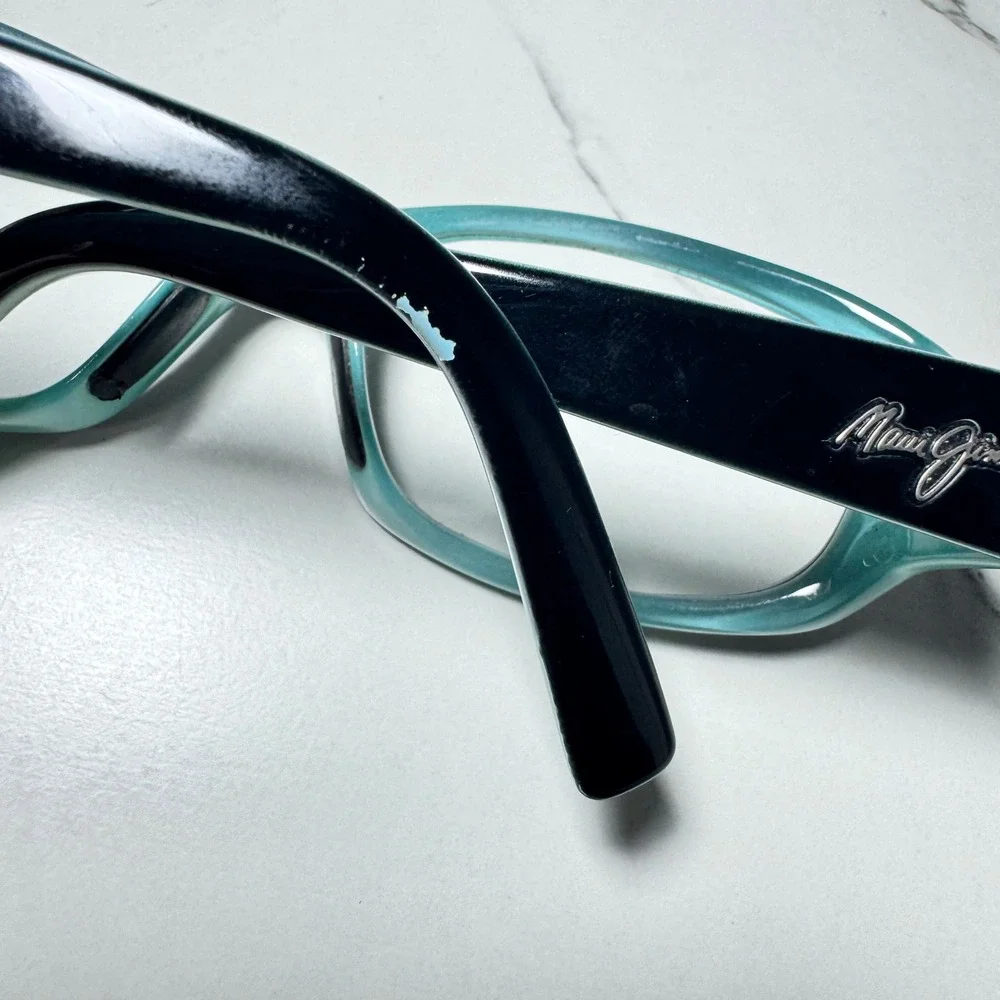 Maui Jim MJ219 Punchbowl Black Teal Rectangular Eyeglass Sunglasses Frames Italy